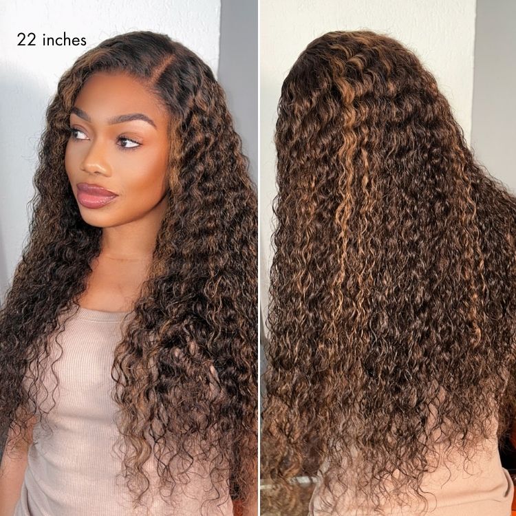 Glueless HD Lace Curly T-Part Lace Human Hair Wig - Highlight | 10"-28"
