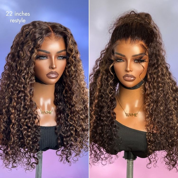 Glueless HD Lace Curly T-Part Lace Human Hair Wig - Highlight | 10"-28"