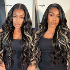 Glueless HD Lace Body Wave T-Part Lace Human Hair Wig - Highlight 180% Density | 10"-28"