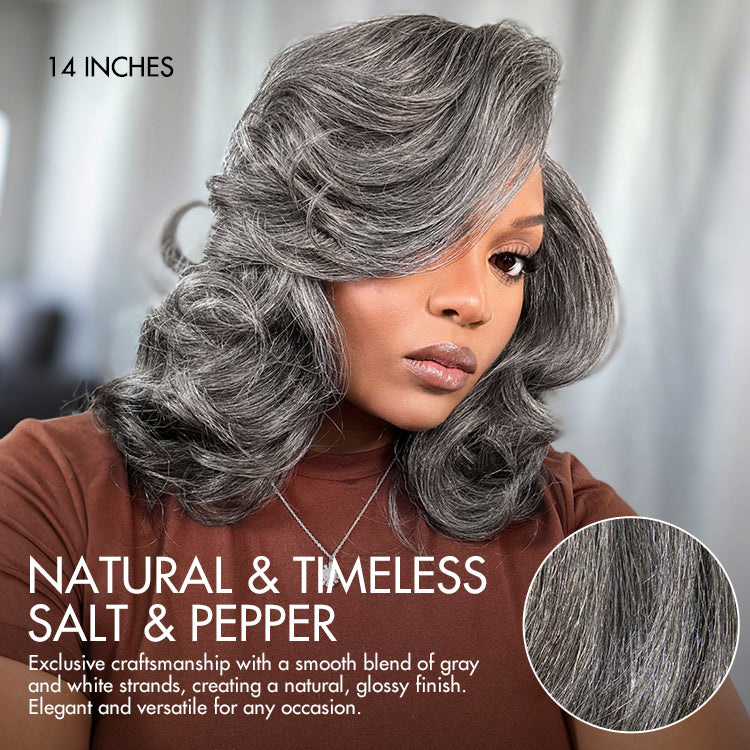 Glueless HD Lace Layered T-Part Lace Human Hair Wig - Grey | 10"-28"