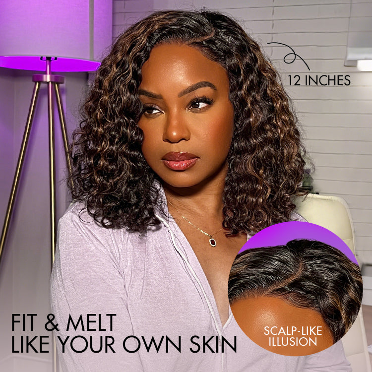 Glueless HD Lace Curly T-Part Lace Human Hair Wig - Red | 8"-14"
