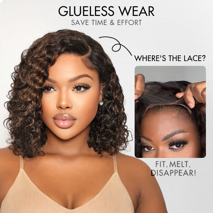 Glueless HD Lace Curly T-Part Lace Human Hair Wig - Red | 8"-14"