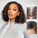 Glueless HD Lace Curly T-Part Lace Human Hair Wig - Red | 8"-14"