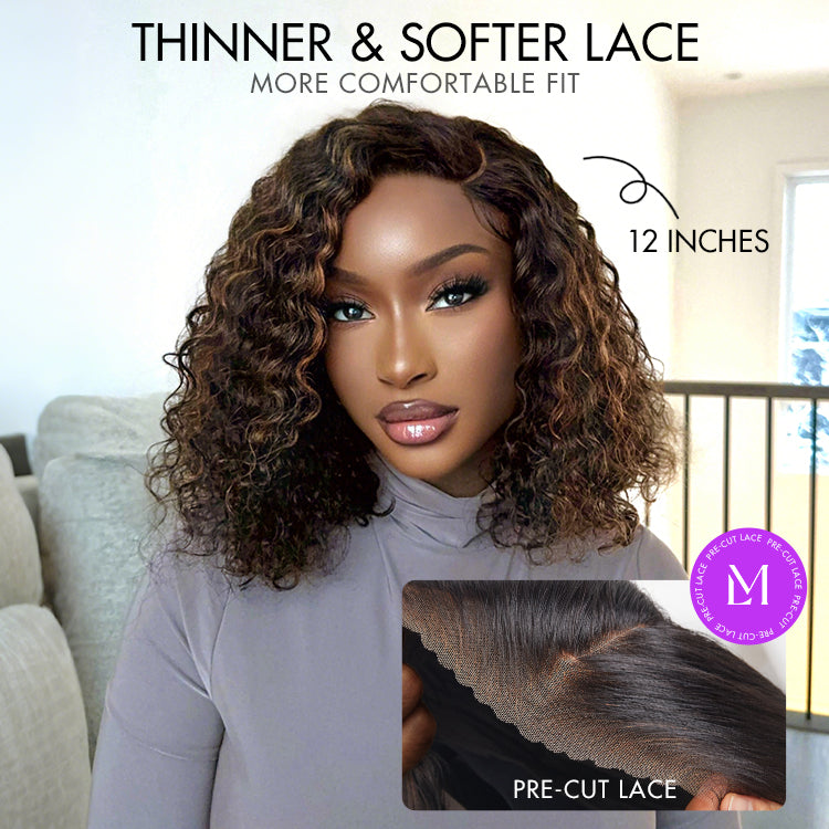 Glueless HD Lace Curly T-Part Lace Human Hair Wig - Red | 8"-14"