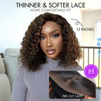 Glueless HD Lace Curly T-Part Lace Human Hair Wig - Red | 8"-14"
