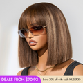Glueless Bob Human Hair Wig - Highlight with Bangs | 8"-14"