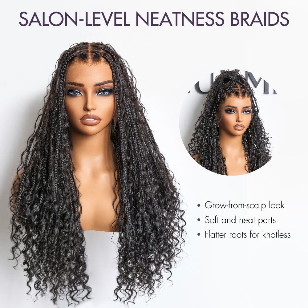 Glueless HD Lace Braided Full Lace Human Hair Wig - Grey | 10"-28"