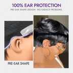 Glueless Pixie Human Hair Wig - Grey with Bangs | 8"-14"