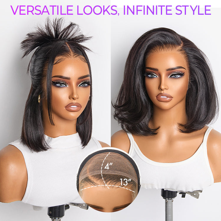 Glueless Bob T-Part Lace Human Hair Wig - Blonde | 8"-14"
