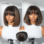 Glueless HD Lace Bob Human Hair Wig with Bangs | 8"-14"
