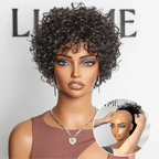 Glueless Curly Human Hair Wig with Bangs | 8"-14"