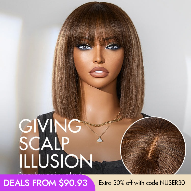 Glueless Bob Human Hair Wig with Bangs | 8"-14"