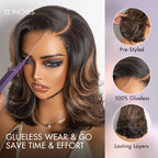 Glueless HD Lace Layered T-Part Lace Human Hair Wig - Red | 8"-14"