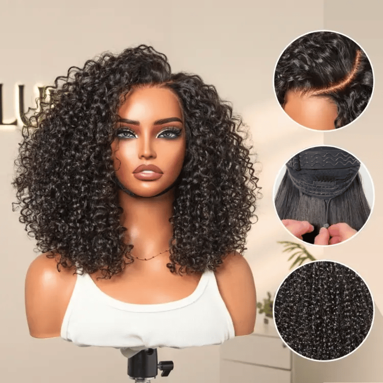 Glueless Curly T-Part Lace Human Hair Wig 180% Density | 10"-28"