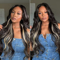 Glueless HD Lace Body Wave T-Part Lace Human Hair Wig - Highlight 180% Density | 10"-28"