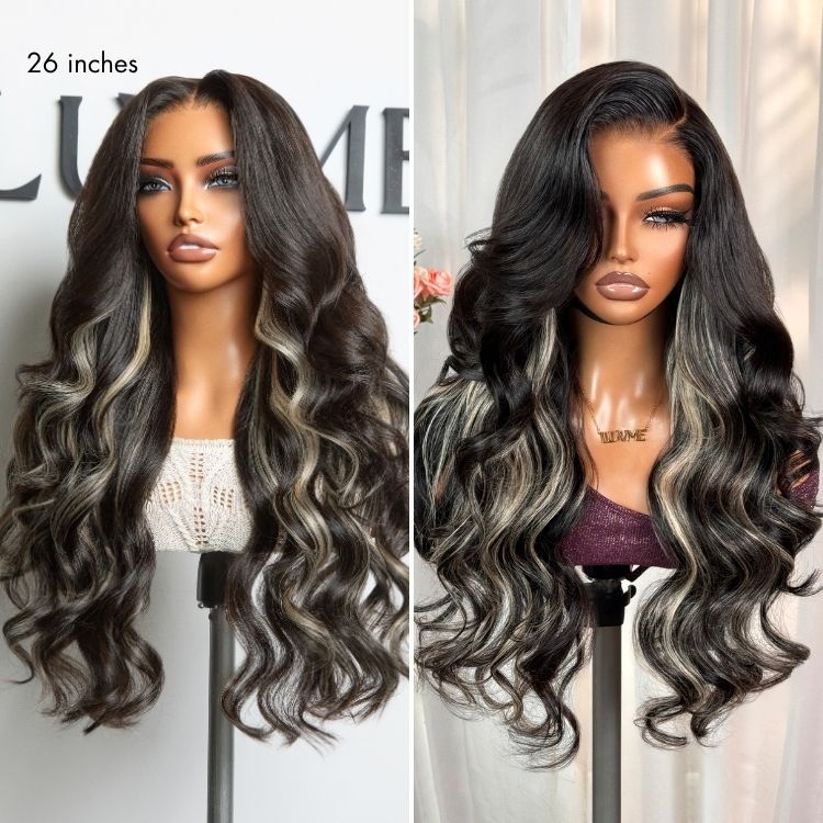 Glueless HD Lace Body Wave T-Part Lace Human Hair Wig - Highlight 180% Density | 10"-28"