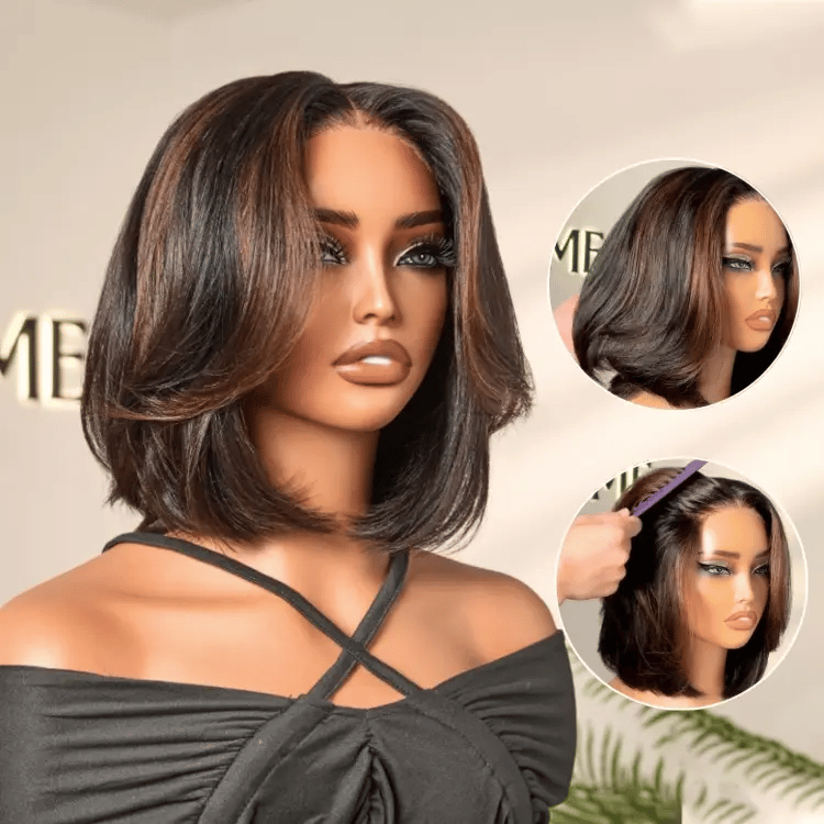 Glueless Layered T-Part Lace Human Hair Wig - Red | 8"-14"