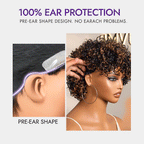 Glueless Curly Human Hair Wig - Highlight with Bangs | 8"-14"
