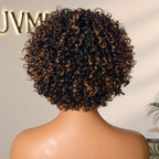 Glueless Curly Human Hair Wig - Highlight with Bangs | 8"-14"