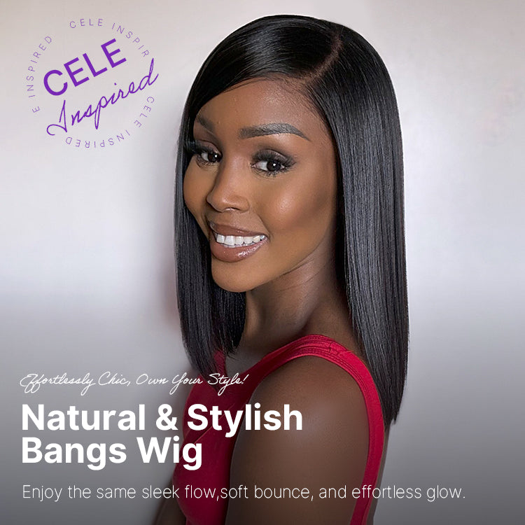 Glueless Bob 5X5 Closure Human Hair Wig with Bangs | 8"-14"