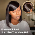 Glueless Bob 5X5 Closure Human Hair Wig with Bangs | 8"-14"
