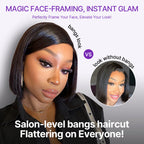 Glueless Bob 5X5 Closure Human Hair Wig with Bangs | 8"-14"