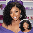 Glueless Curly T-Part Lace Human Hair Wig 180% Density | 10"-28"