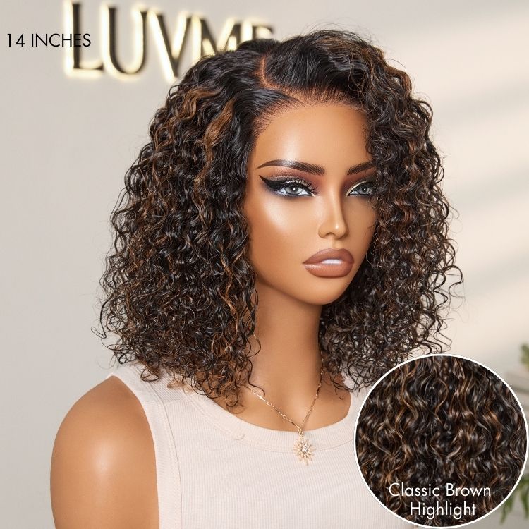 Glueless Water Wave T-Part Lace Human Hair Wig - Highlight | 10"-28"