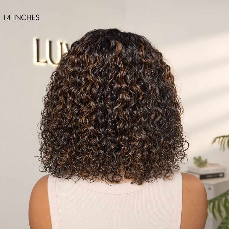 Glueless Curly T-Part Lace Human Hair Wig - Red | 8"-14"