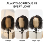 Glueless Curly T-Part Lace Human Hair Wig - Red | 8"-14"