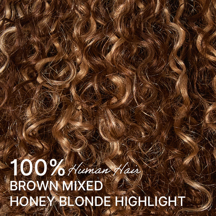 Glueless Curly Human Hair Wig - Highlight with Bangs | 10"-28"
