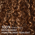 Glueless Curly Human Hair Wig - Highlight with Bangs | 10"-28"
