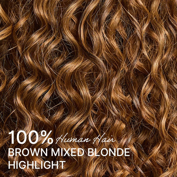 Glueless Curly T-Part Lace Human Hair Wig - Highlight | 8"-14"