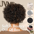 Glueless Curly Human Hair Wig - Grey with Bangs | 8"-14"