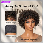 Glueless Curly Human Hair Wig - Grey with Bangs | 8"-14"