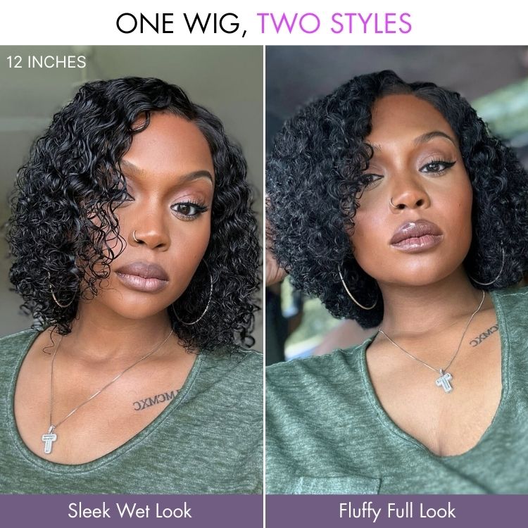 Glueless Curly T-Part Lace Human Hair Wig - Red | 8"-14"