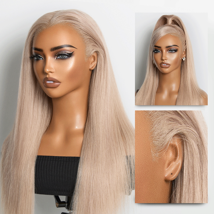 Glueless HD Lace Straight T-Part Lace Human Hair Wig - Blonde 180% Density | 10"-28"