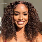 Glueless Curly T-Part Lace Human Hair Wig - Red 180% Density | 10"-28"