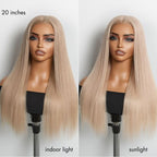 Glueless HD Lace Straight T-Part Lace Human Hair Wig - Blonde 180% Density | 10"-28"