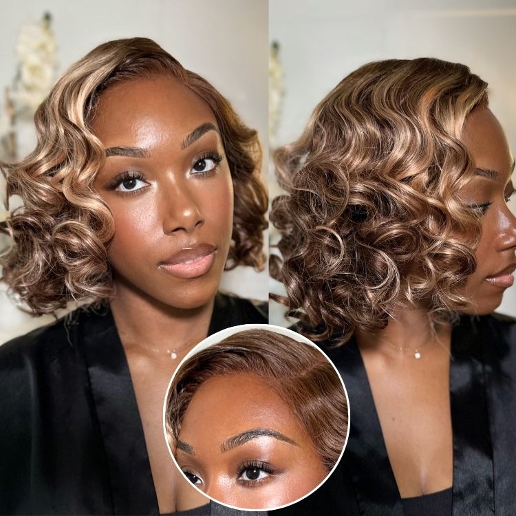 Glueless HD Lace Loose Wave T-Part Lace Human Hair Wig - Highlight | 8"-14"