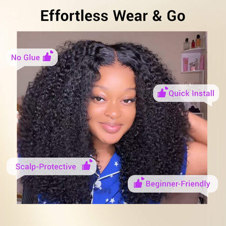Glueless Curly T-Part Lace Human Hair Wig 200% Density | 10"-28"