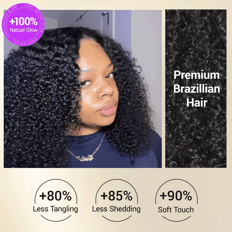 Glueless Curly T-Part Lace Human Hair Wig 200% Density | 10"-28"