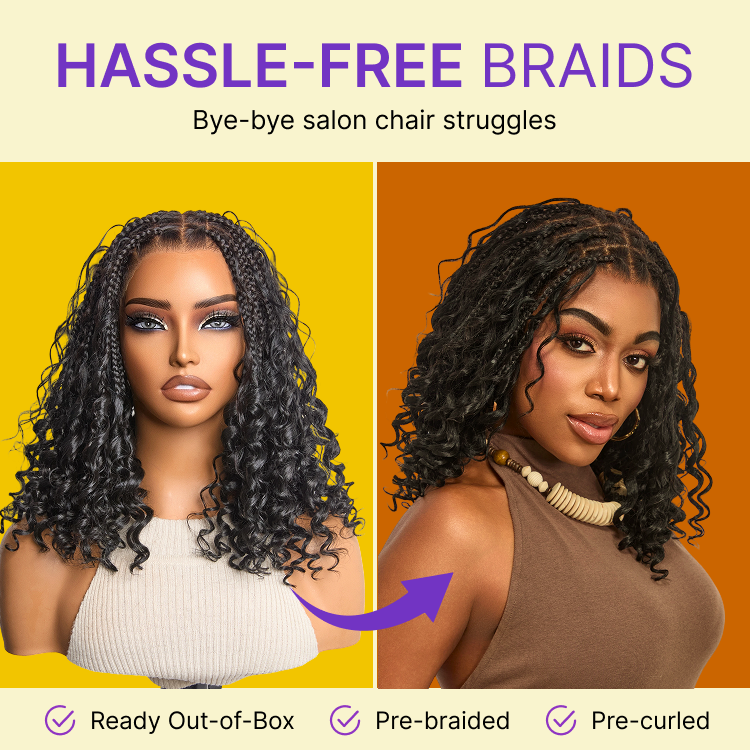 HD Lace Braided T-Part Lace Human Hair Wig | 8"-14"