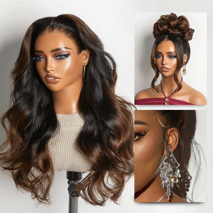 Glueless HD Lace Loose Wave T-Part Lace Human Hair Wig - Ombre 200% Density | 10"-28"