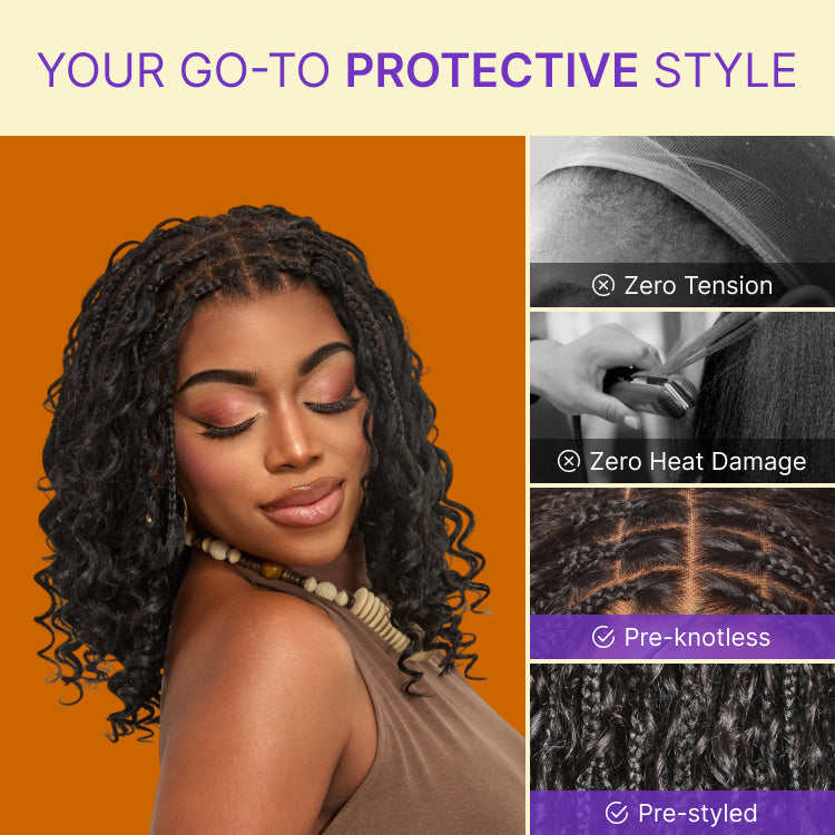 HD Lace Braided T-Part Lace Human Hair Wig | 8"-14"