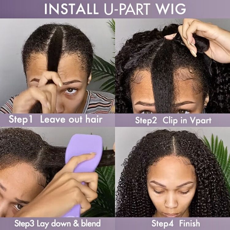 Glueless Curly U-Part Human Hair Wig | 8"-14"