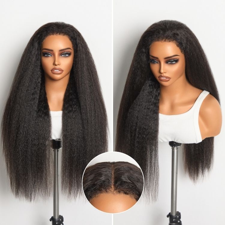 Glueless HD Lace Kinky Straight T-Part Lace Human Hair Wig | 10"-28"