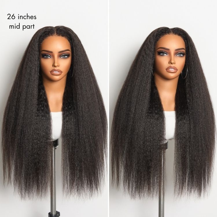 Glueless HD Lace Kinky Straight T-Part Lace Human Hair Wig | 10"-28"