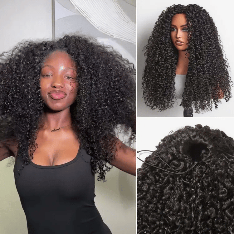 Glueless Kinky Straight Human Hair Wig 180% Density | 10"-28"