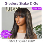 Glueless Bob Human Hair Wig - Highlight with Bangs | 8"-14"